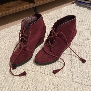 Maroon Lace Booties